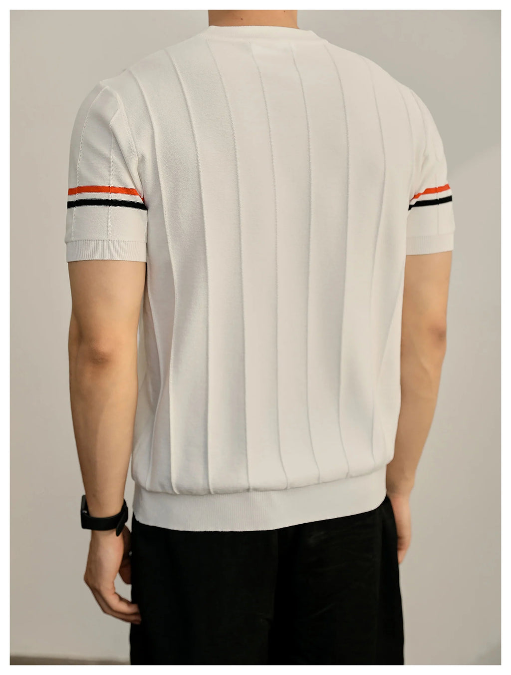 Four-Bar Polo T-Shirt - Men's Classic Button Collar Tee by Thom Browne, product detail view