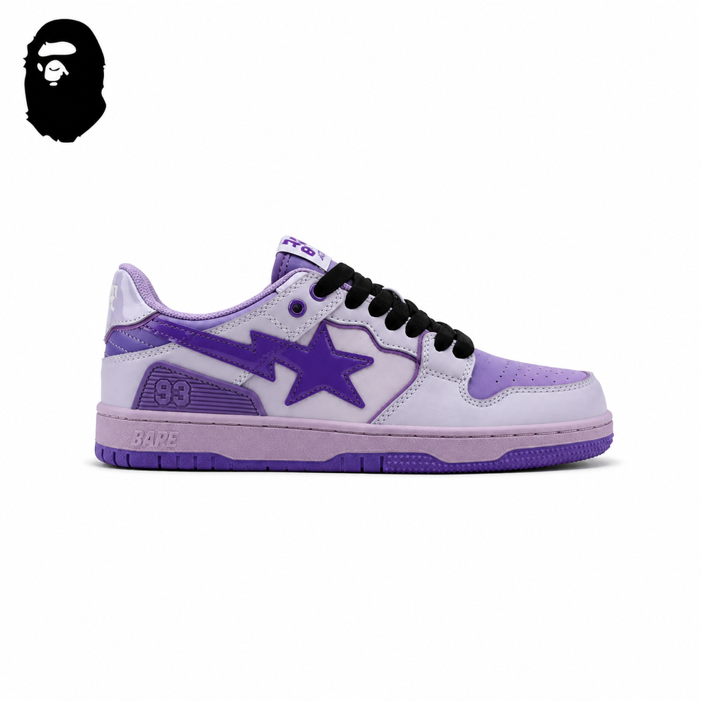 BAPE STA Low-Top Sneakers - Lavender/Purple, single side view on a white background