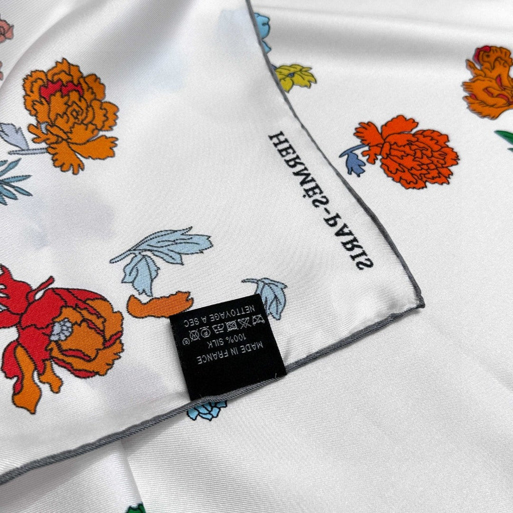 Hermes Style Lightness in Bloom Silk Scarf - White - Detail Image 8
