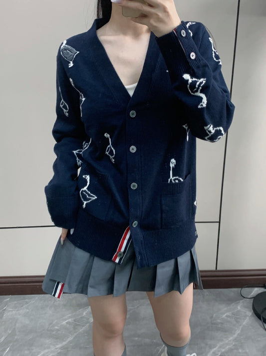 2025SS  Women's Swan Intarsia Knit Cardigan THOM TREND