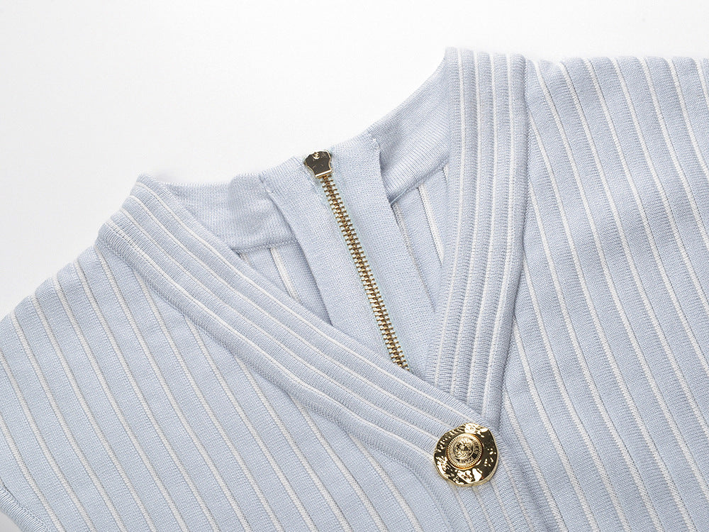 2025SS Sleeveless V-neck knitted dress THOM TREND