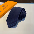 Louis Vuitton Style Men's Textured Solid Silk Tie - Detail Image 2