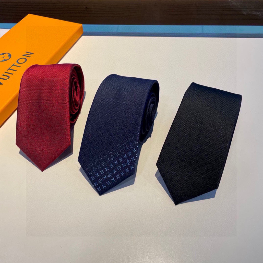 Louis Vuitton Style Men's Textured Solid Silk Tie - Main Image