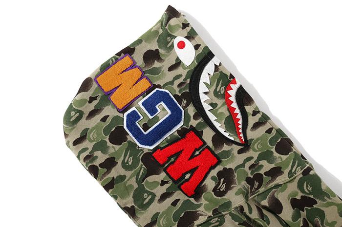 BAPE WGM Camo Shark Hoodie - Green & Grey product view 5