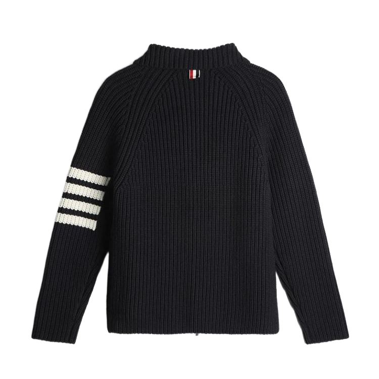 Chunky knit cardigan by Thom Browne, outerwear detail view