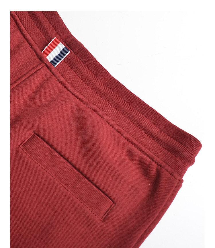 Thom Browne Style Unisex red sweatpants with Signature Four-Bar Detail - Image 9