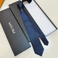 Prada Style Men's Minimal Logo Silk Tie - Detail Image 4
