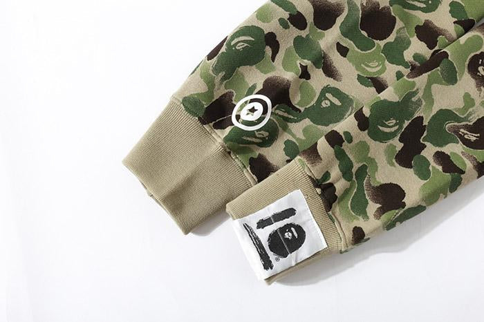 BAPE WGM Camo Shark Hoodie - Green & Grey product view 7