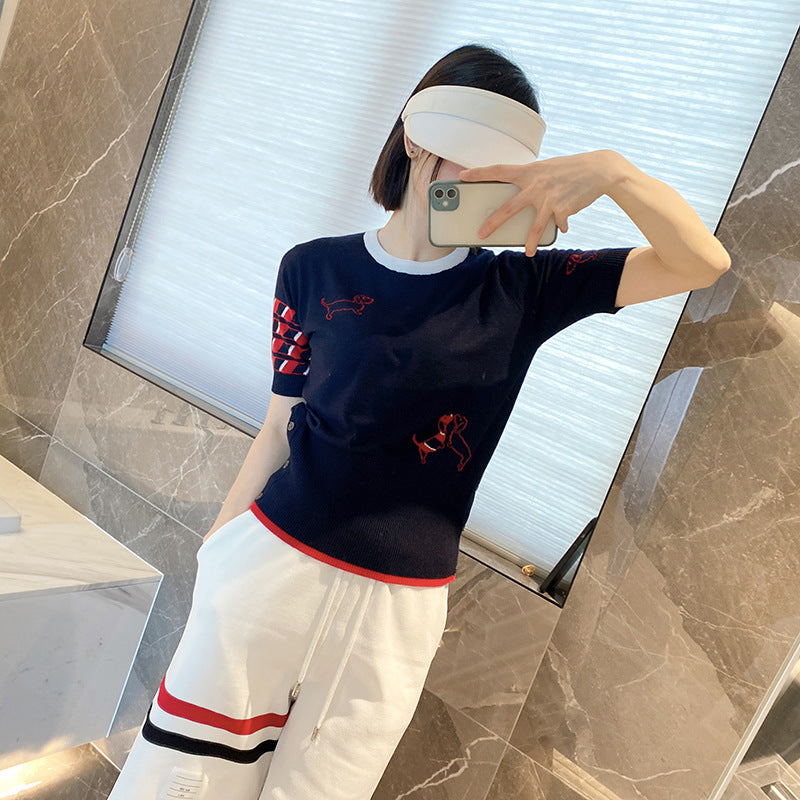 Women's back puppy polo short sleeve（副本） THOM TREND