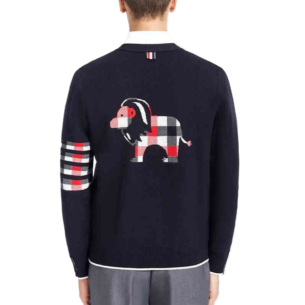 Classic Four-Bar Animal Sweater - 100% Cotton Made in Japan by Thom Browne, knitwear detail view