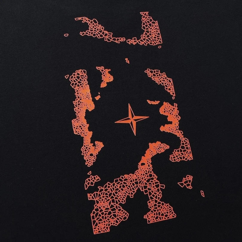Stone Island Red Mosaic Compass Back Graphic Cotton T-Shirt - Black product detail view