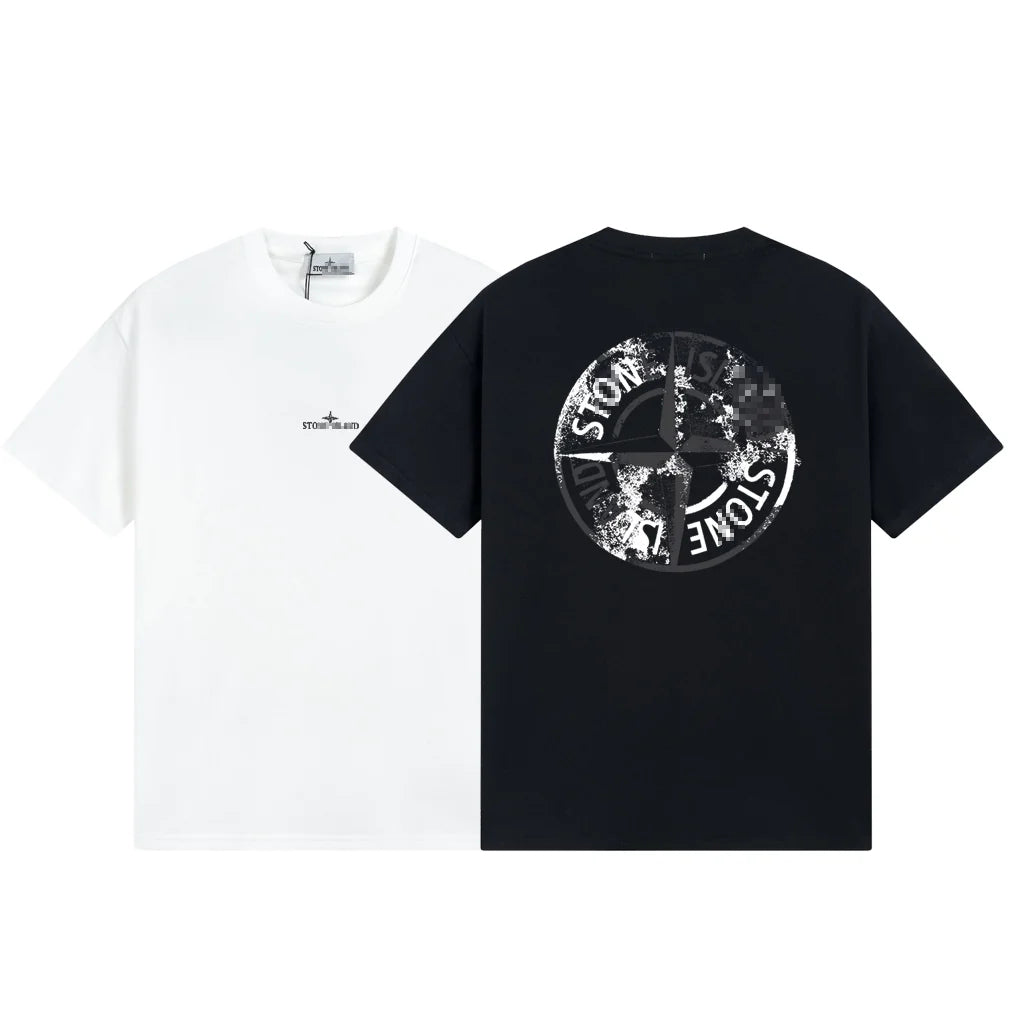 Stone Island Distressed Compass Back Print Cotton T-Shirt - White product detail view