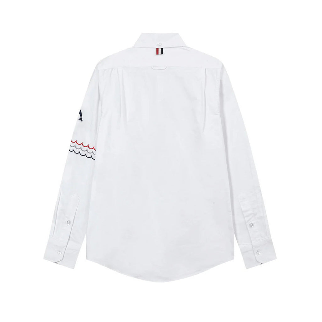Men's Embroidered Shirt by Thom Browne, shirt detail view