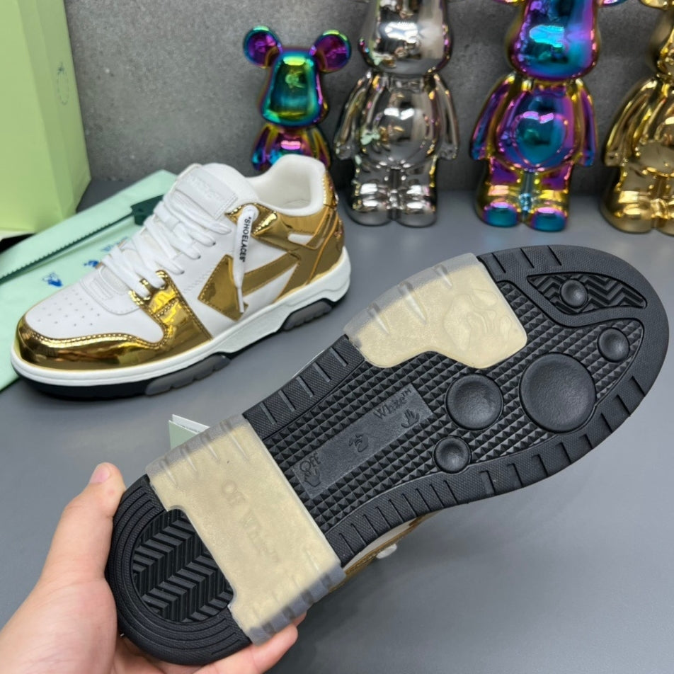 OFF-Whlte Arrow Logo Leather Sneakers #42 4-Bar