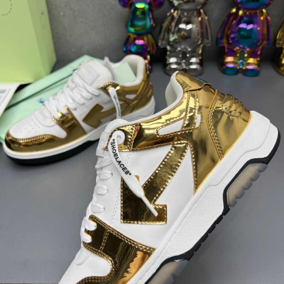 OFF-Whlte Arrow Logo Leather Sneakers #42 4-Bar