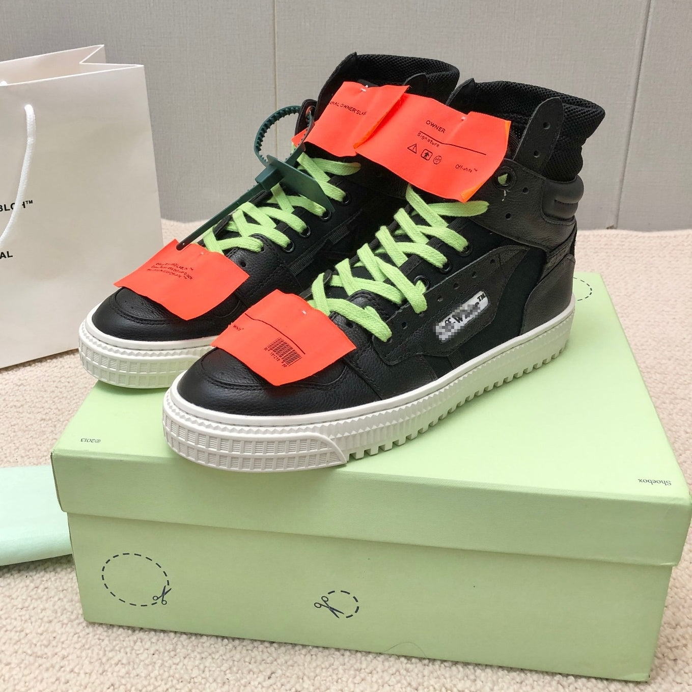 OFF-Whlte Arrow logo high-top sneakers#13 4-Bar