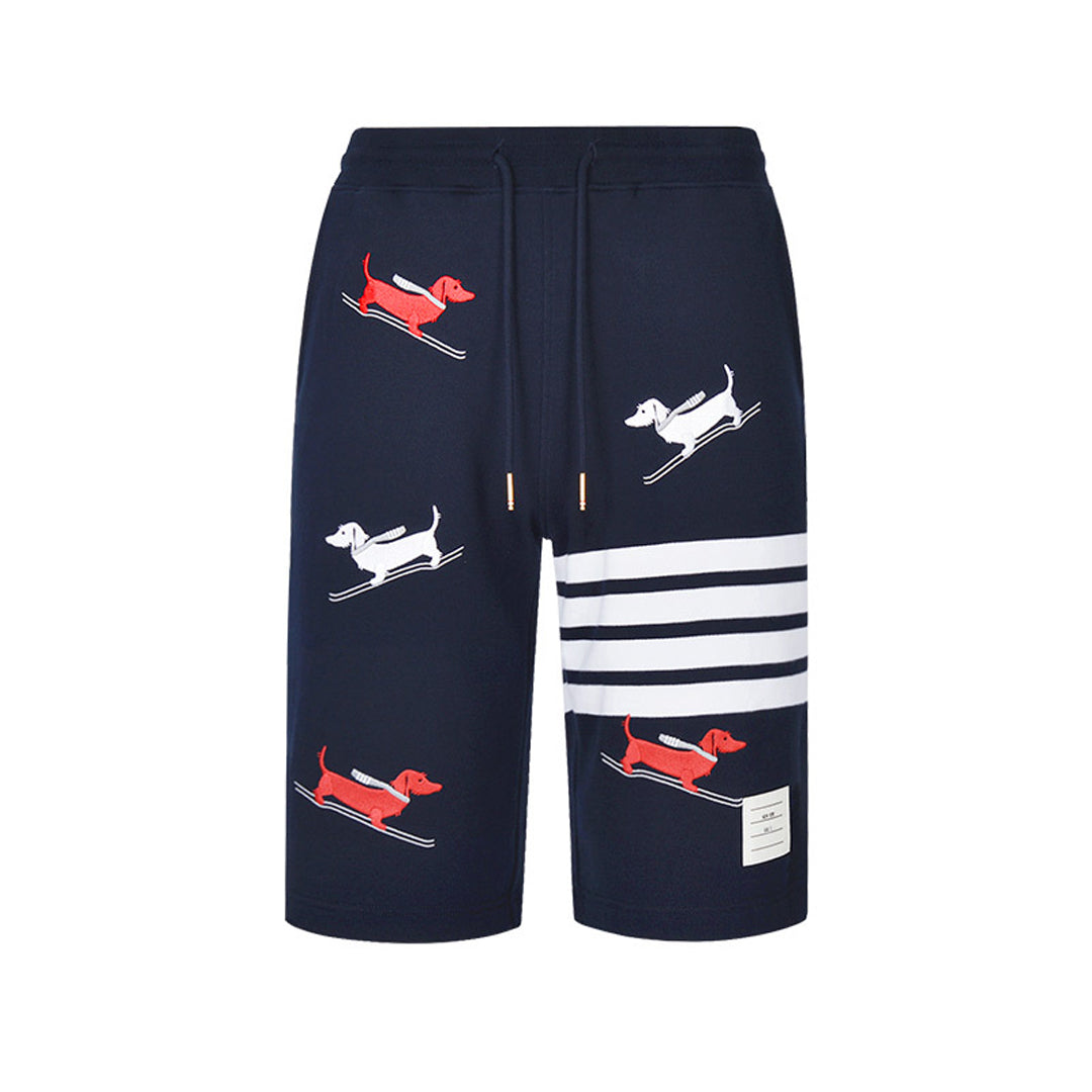 Thom Browne Style Unisex Casual Sweatpants with Signature Four-Bar Detail - Image 2