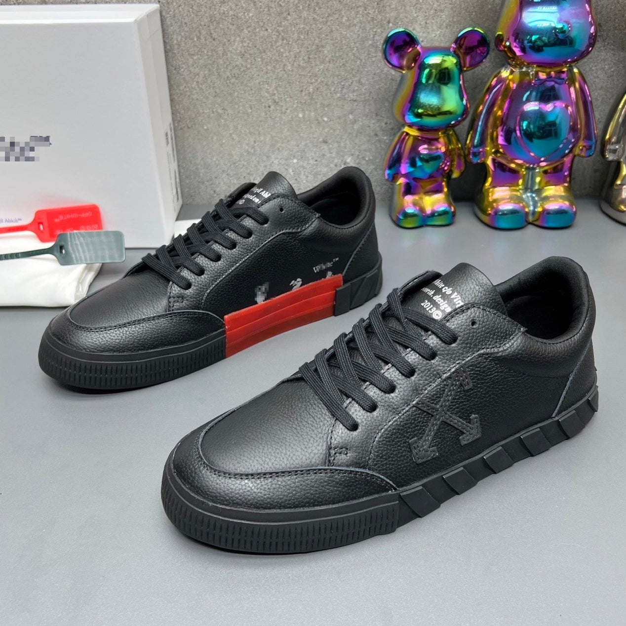 OFF-Whlte Genuine Leather Sneakers#66 4-Bar