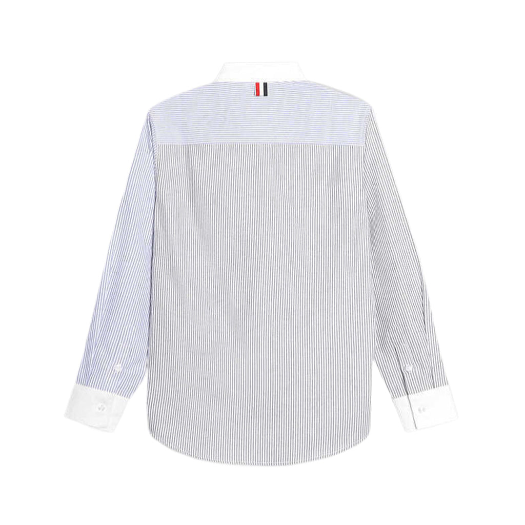 Men's Blue striped shirt by Thom Browne, shirt detail view