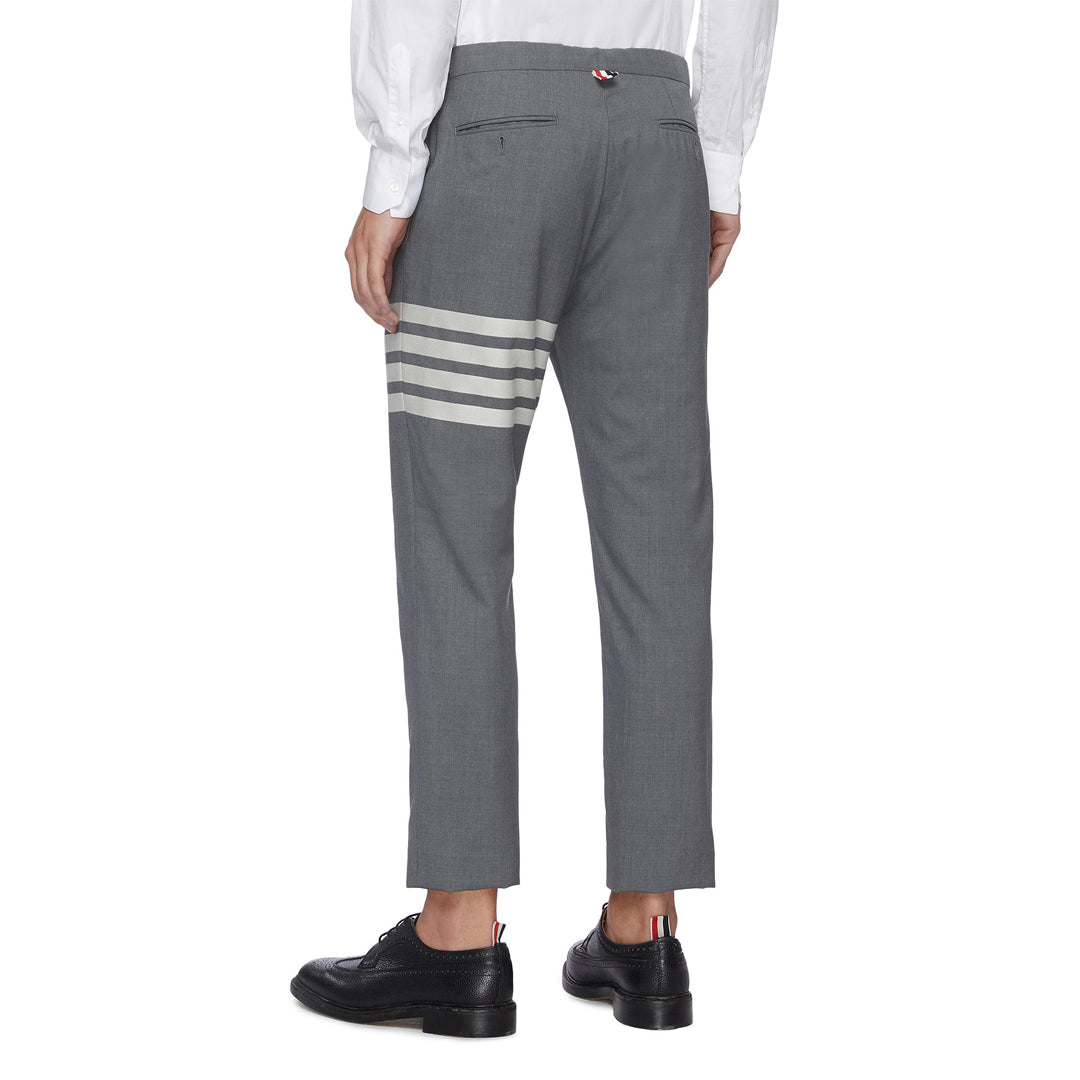 Thom Browne Style Cropped Pants with Signature Four-Bar Detail - Image 4