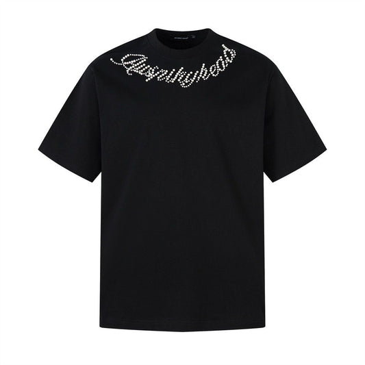 Pearl lettering embroidered T-shirt THOM TREND