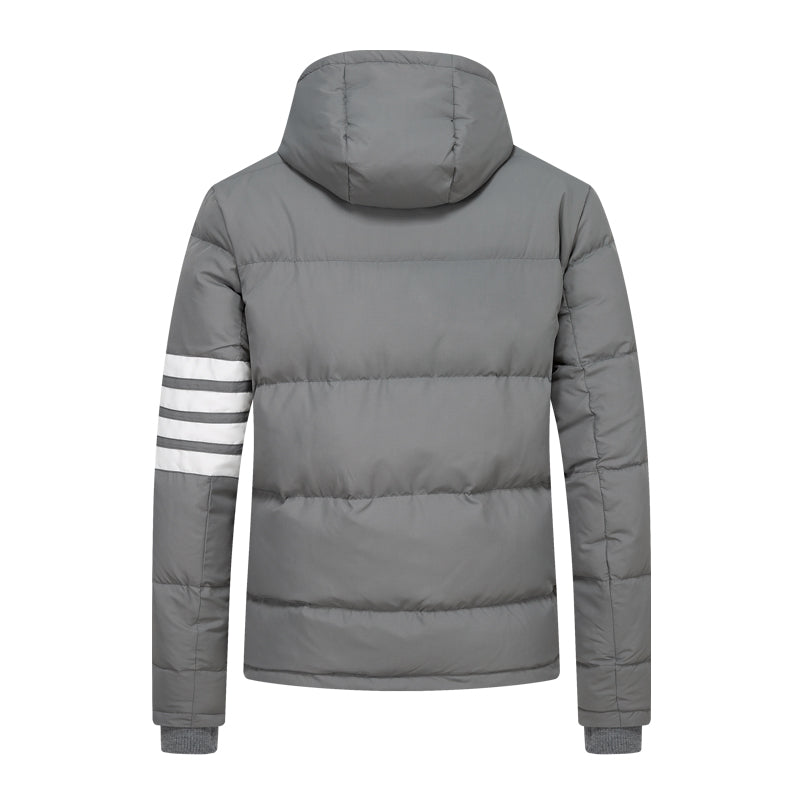 Hooded Wool Jacket - 80% Pure Wool - Signature Grosgrain Detail by Thom Browne, outerwear detail view