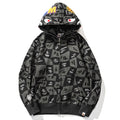 BAPE Black Grey Shark Zip Hoodie product view 8