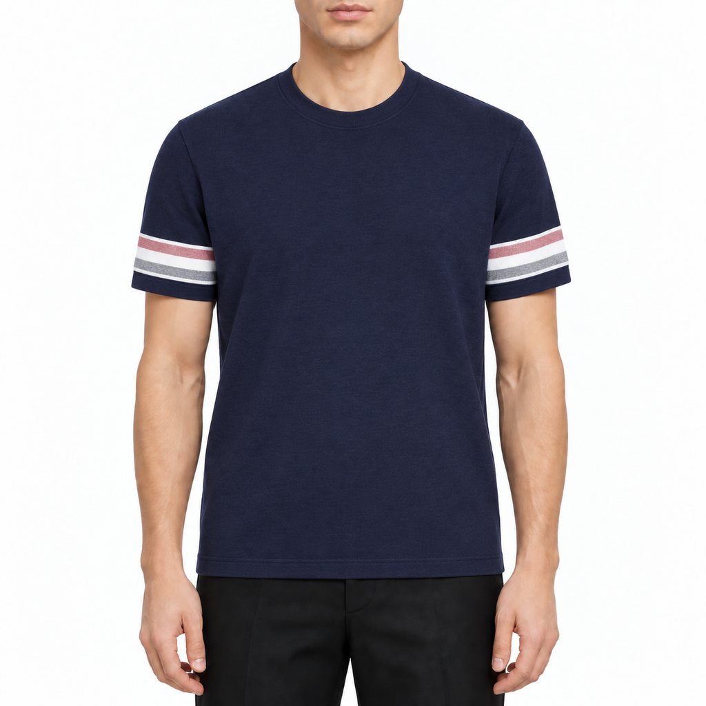 Men's Cotton T-shirts by Thom Browne, modeled on a pure white background
