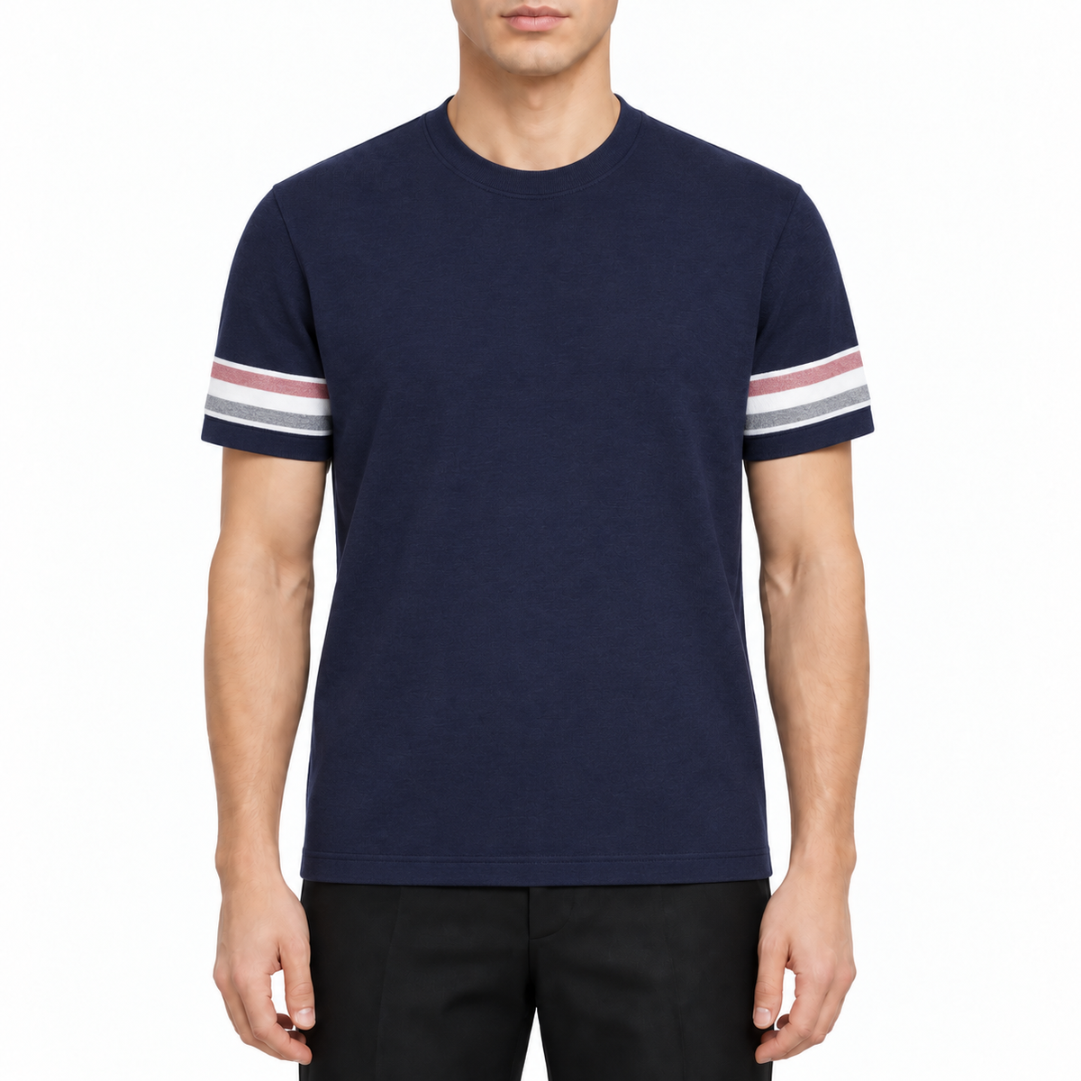 Men's Cotton T-shirts by Thom Browne, modeled on a pure white background