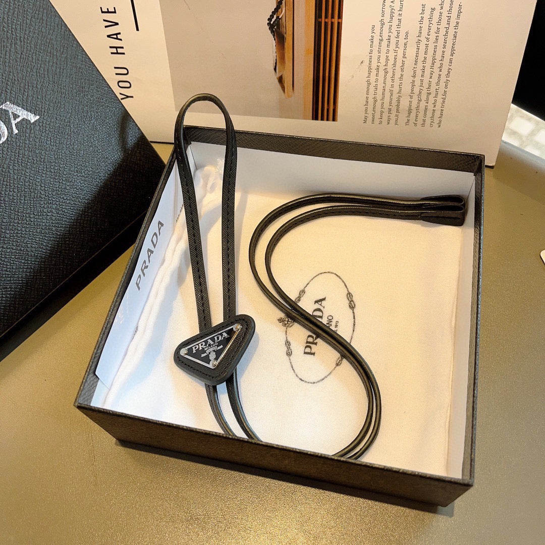 Prada Style Men's Triangle Logo Bolo Tie - Main Image