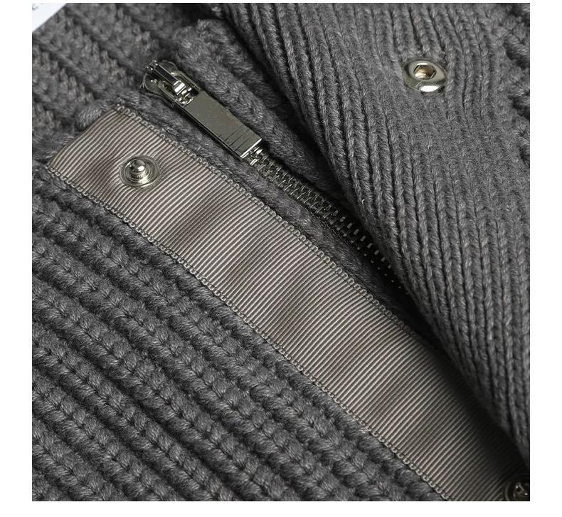 Chunky knit cardigan by Thom Browne, outerwear detail view