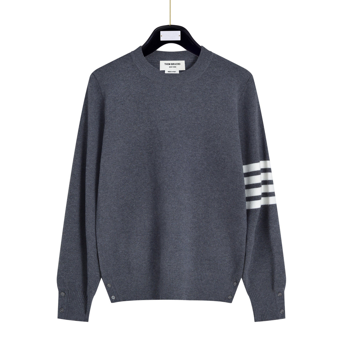 Unisex sweater by Thom Browne, knitwear detail view