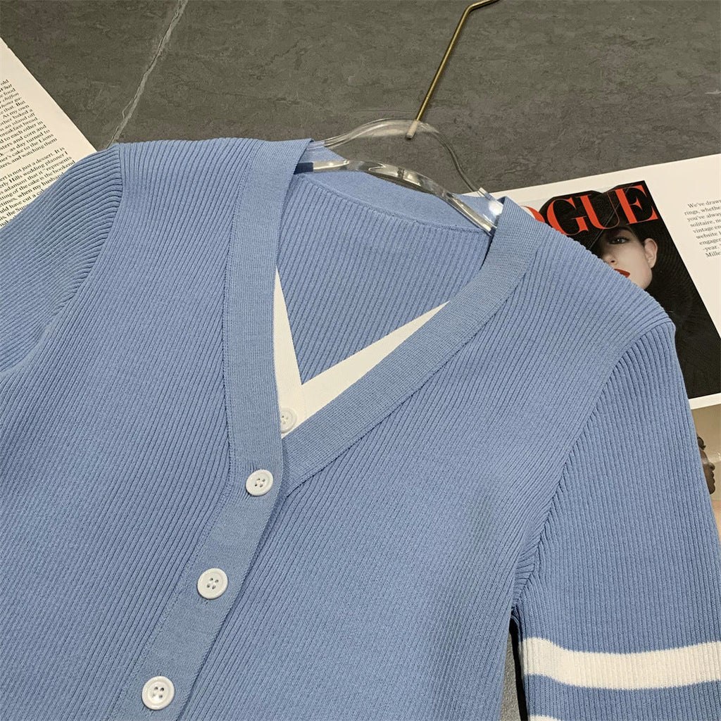 Sexy faux two-piece knitted cardigan THOM TREND