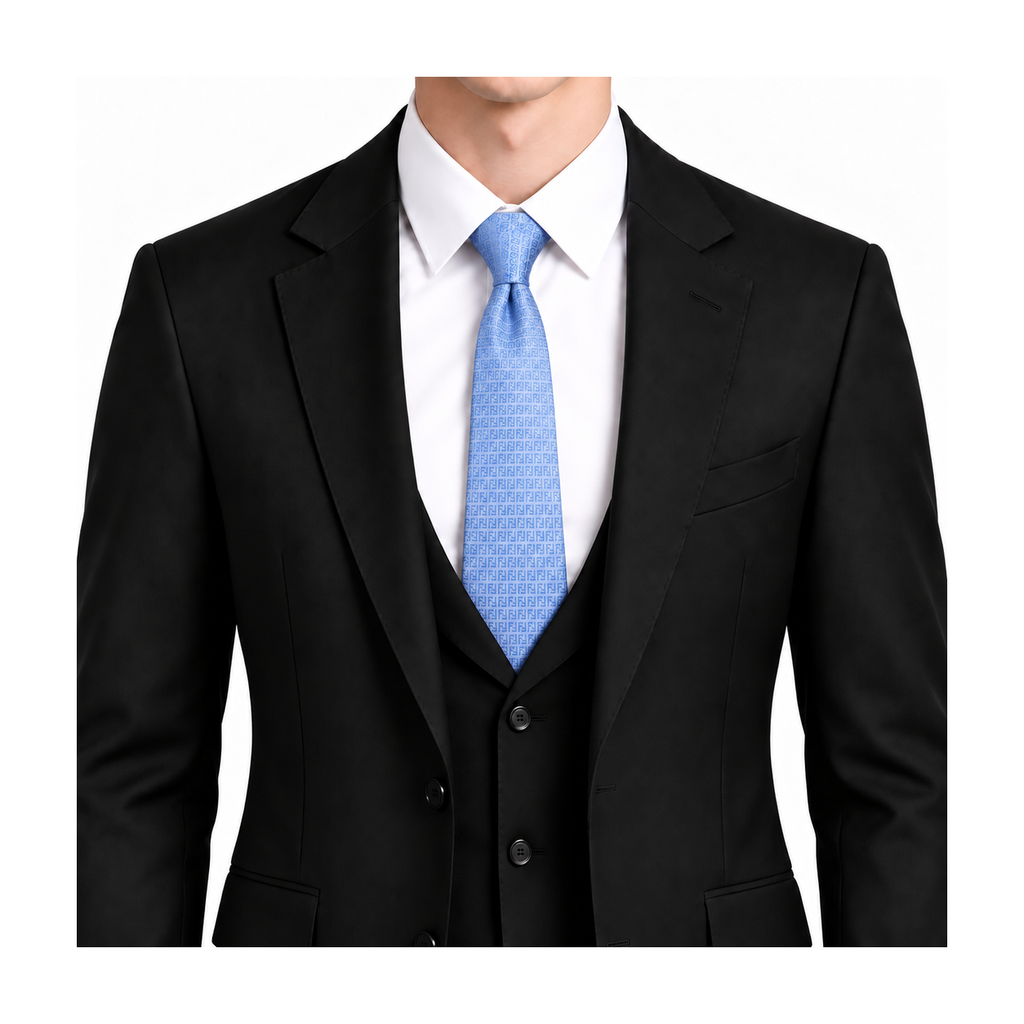 Fendi Style Men's Textured Solid Silk Tie - Model Main Image