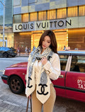 Chanel Style Camellia Velvet Shawl - Light Blue - Model Worn Main Image