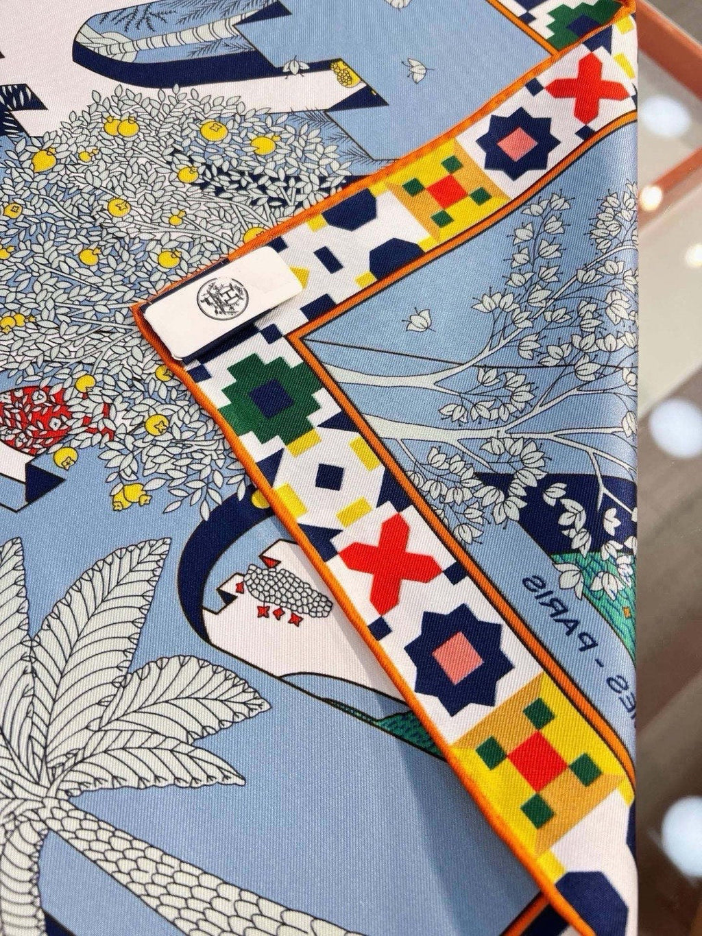 Hermes Style Palace of the Four Winds Double-Sided Silk Scarf - Blue - Detail Image 3