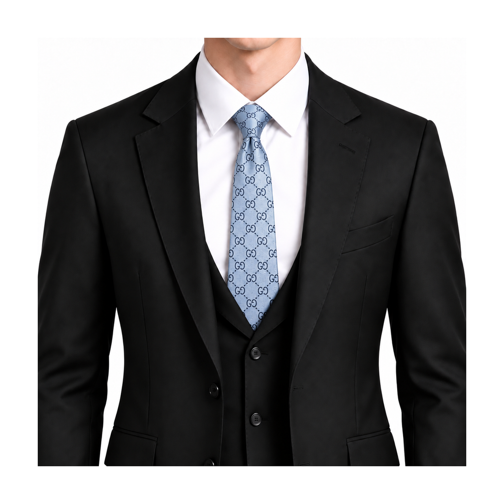 Gucci Style Men's GG Tonal Jacquard Silk Tie - Model Main Image