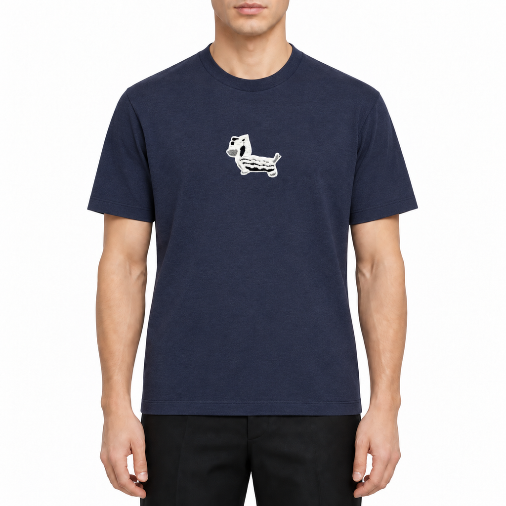 Thom Browne Men's T-shirts by Thom Browne, modeled on a pure white background