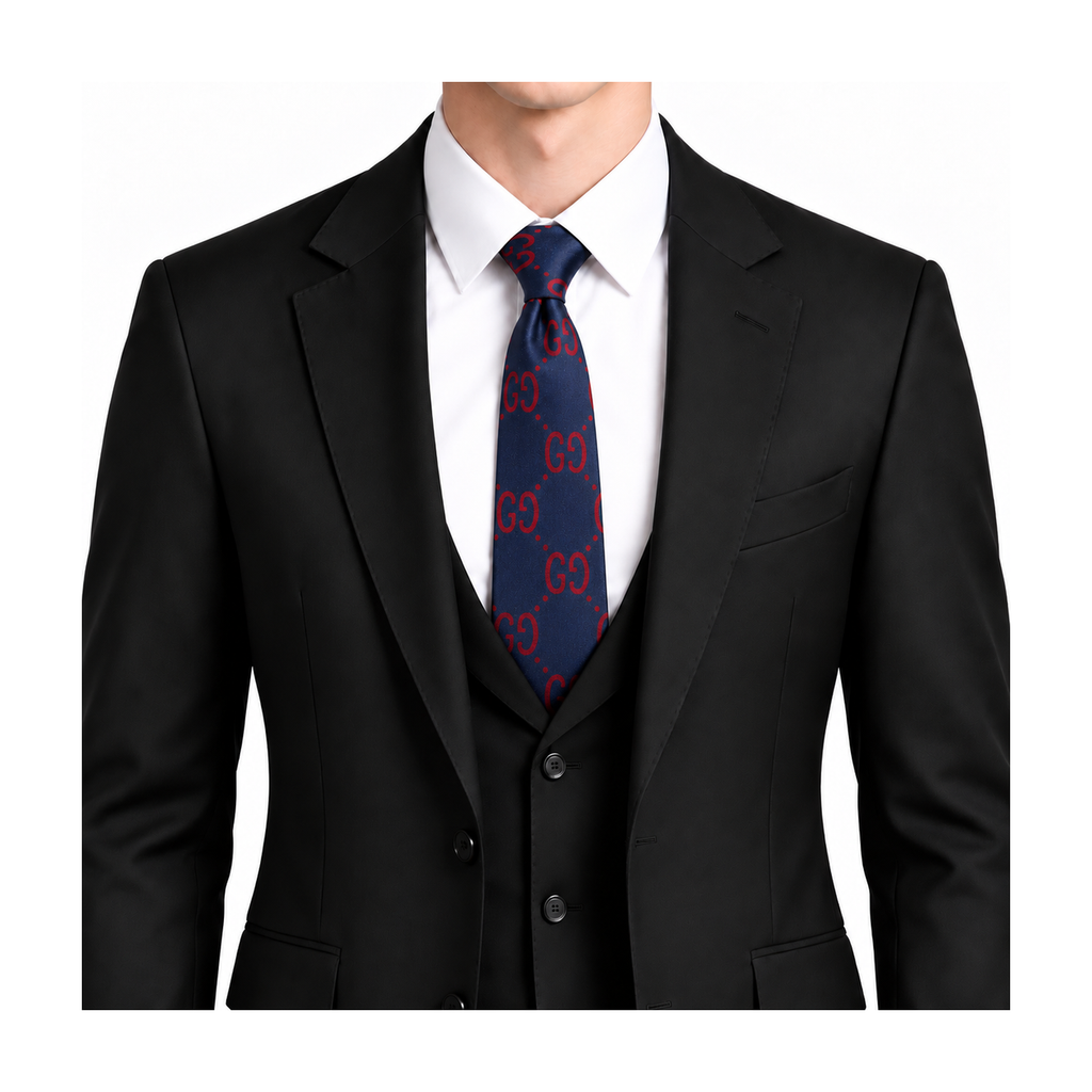 Gucci Style Men's Oversized GG Silk Tie - Model Main Image