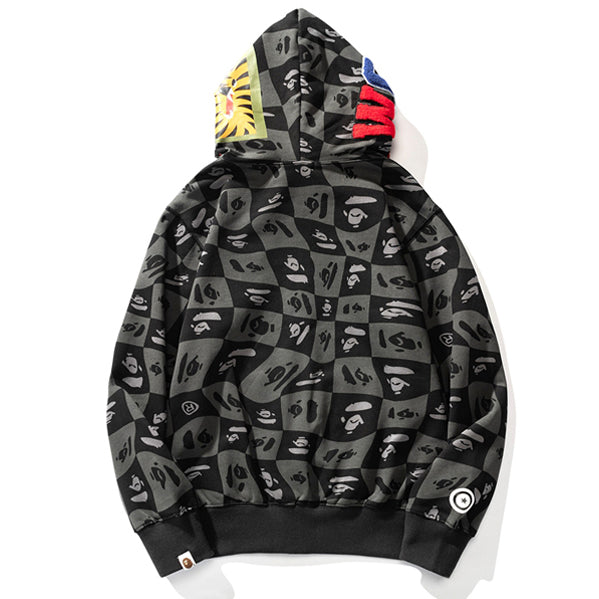 BAPE Black Grey Shark Zip Hoodie product image