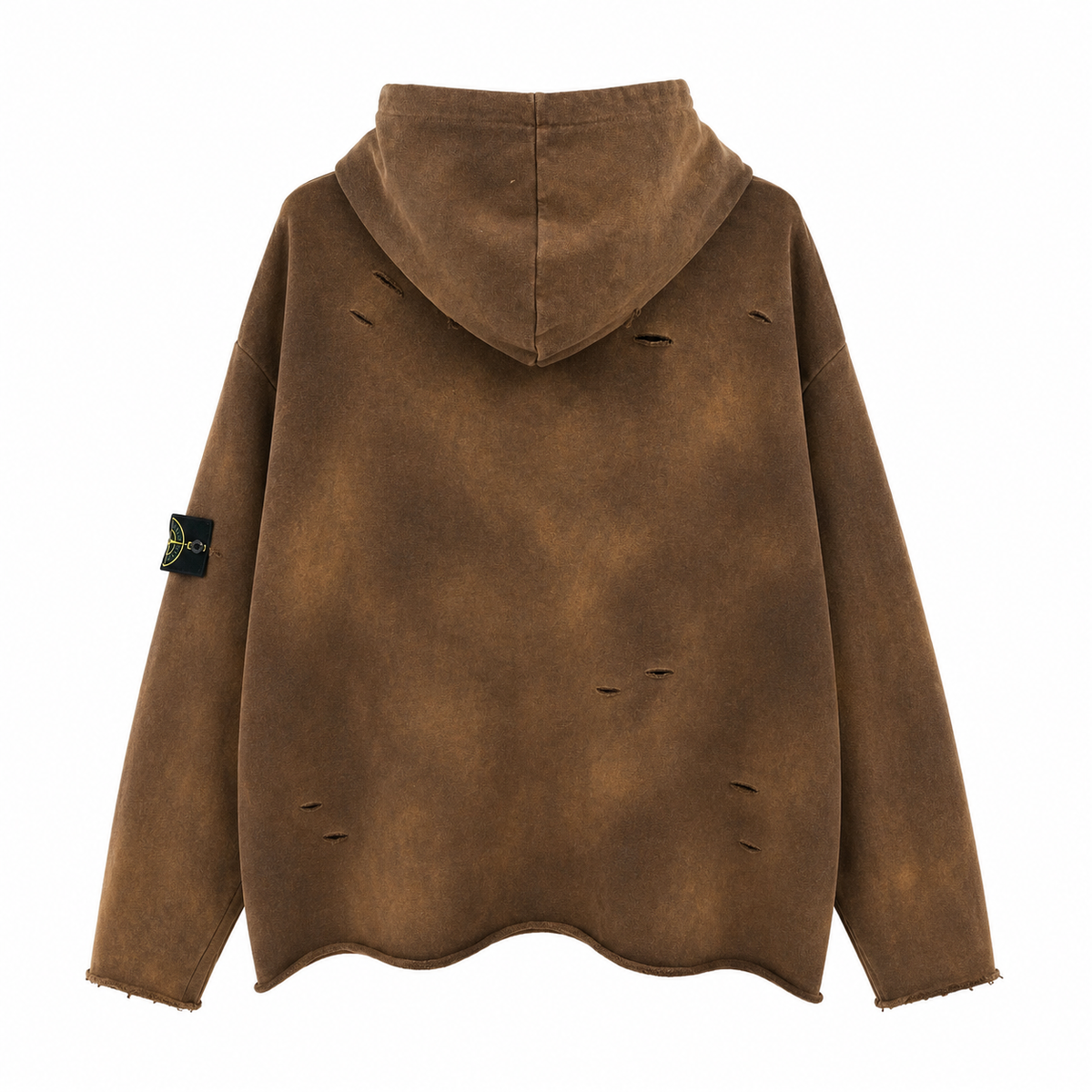 Stone Island 650 GSM Tie-Dye Distressed Pullover Hoodie - Brown product detail view