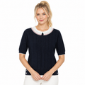 New Lace-Collar Knitted T-Shirt - Model Main Image