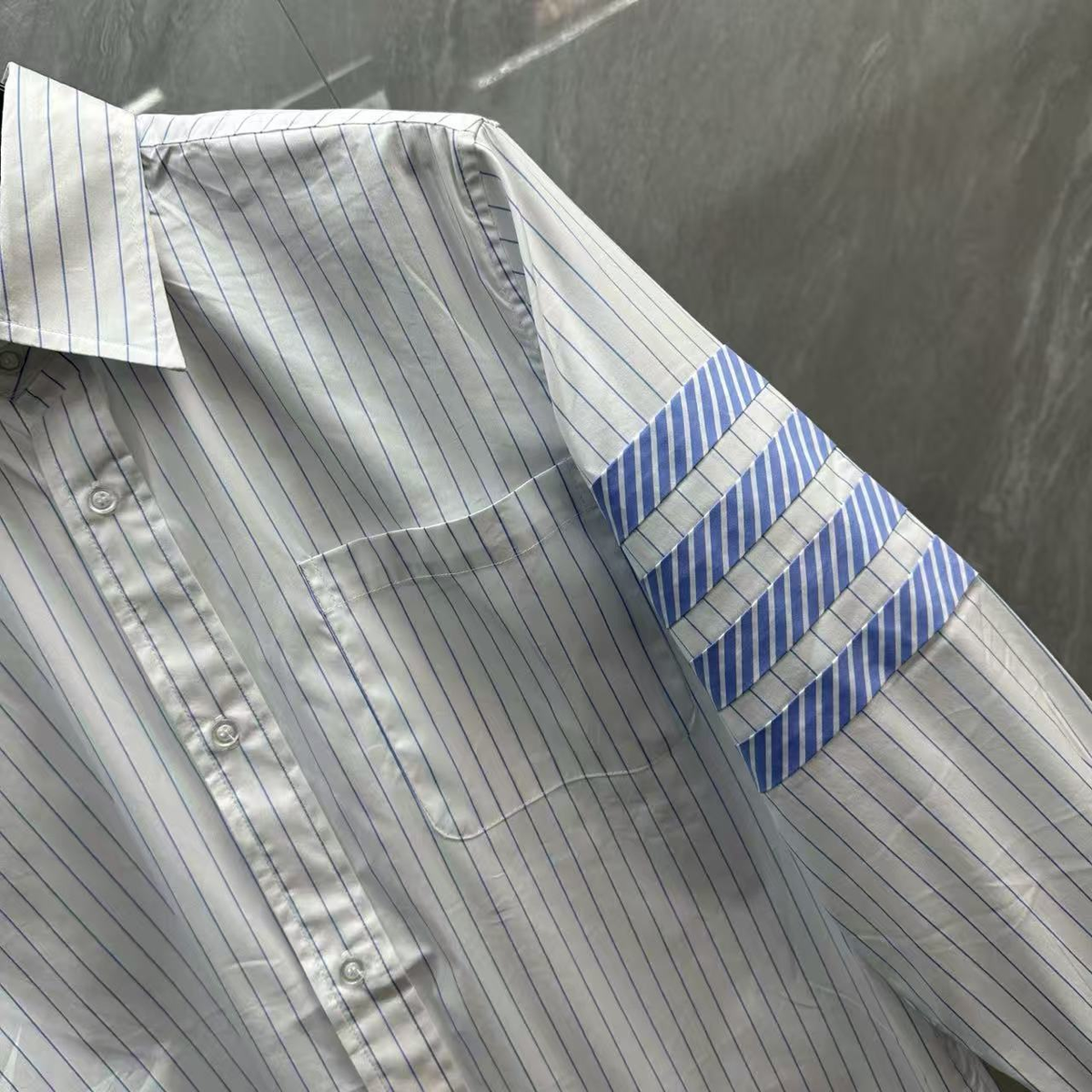 Men's Casual Business Shirt - 100% Cotton Button - Down Shirt by Thom Browne, shirt detail view