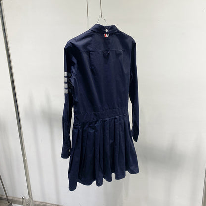 Long sleeve pleated dress