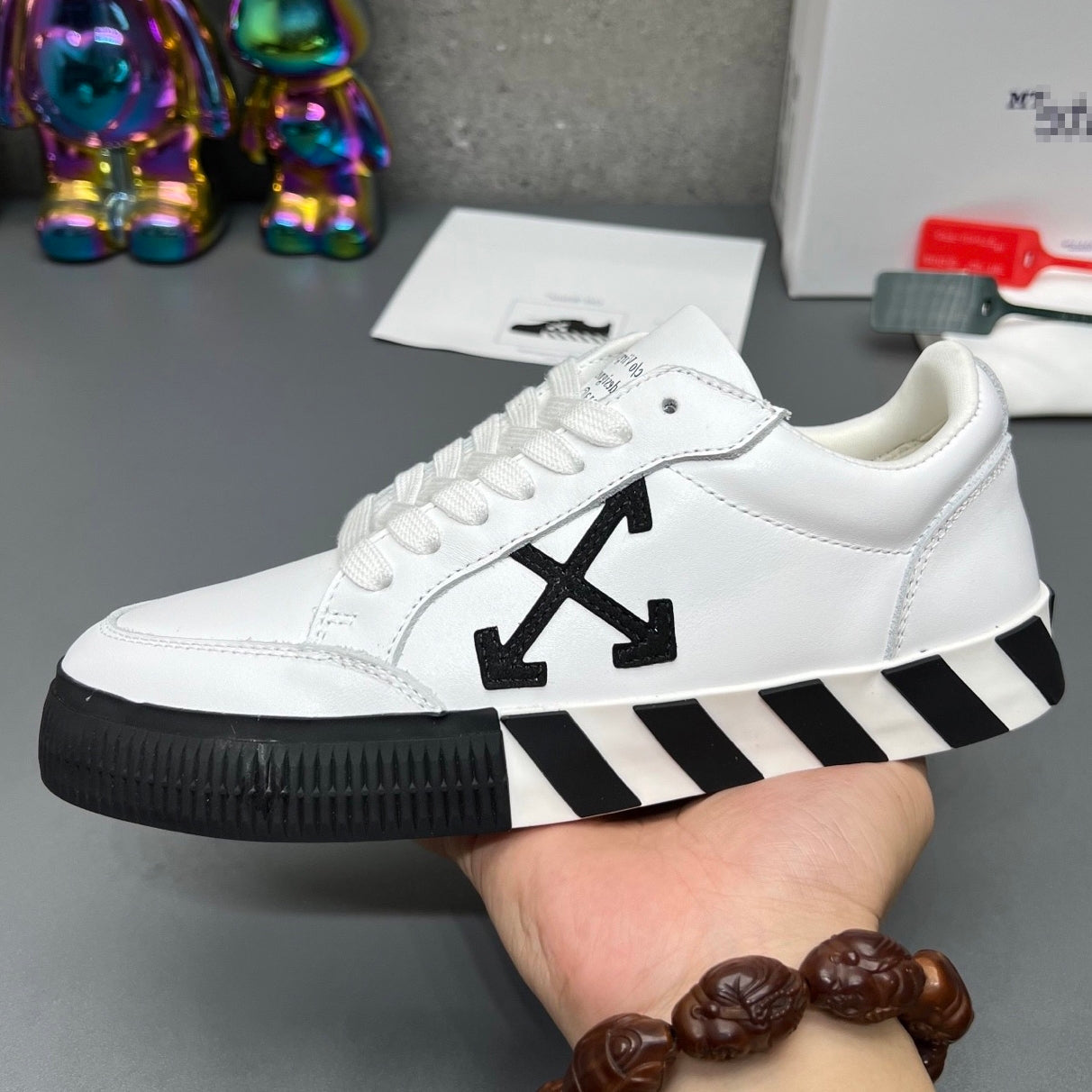 OFF-Whlte Genuine Leather Sneakers#66 4-Bar