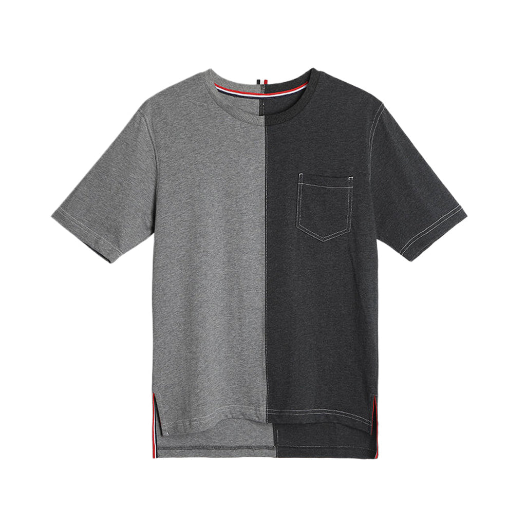 Classic Four-Bar T-Shirt with Button Side Vents - Premium Cotton by Thom Browne, product detail view