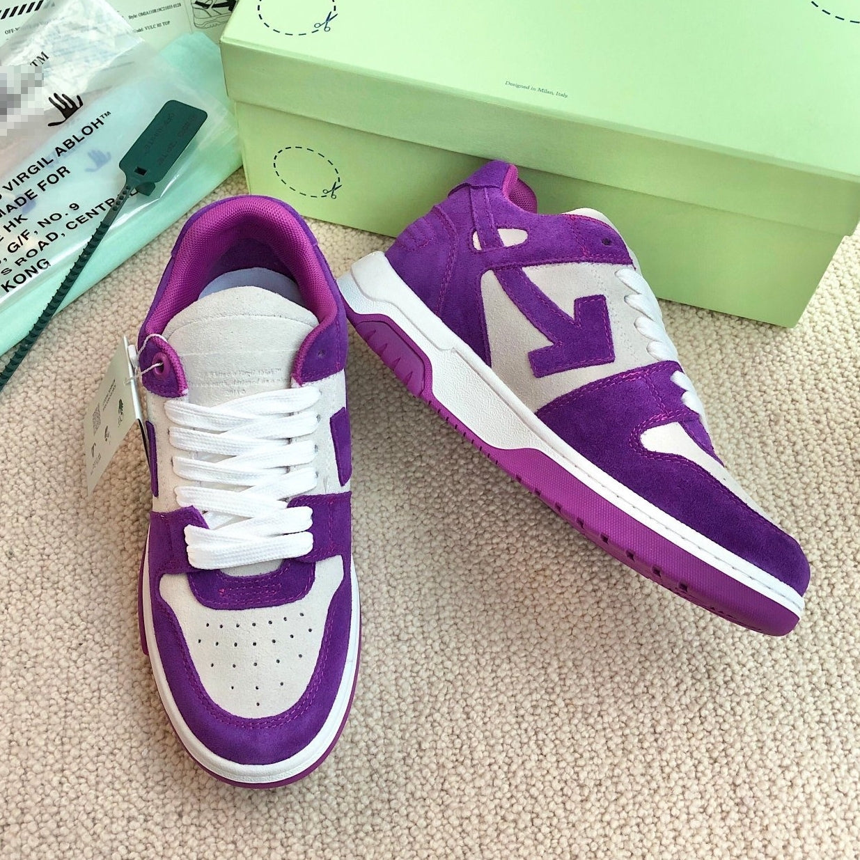 OFF-Whlte Genuine Leather Sneakers#68 4-Bar