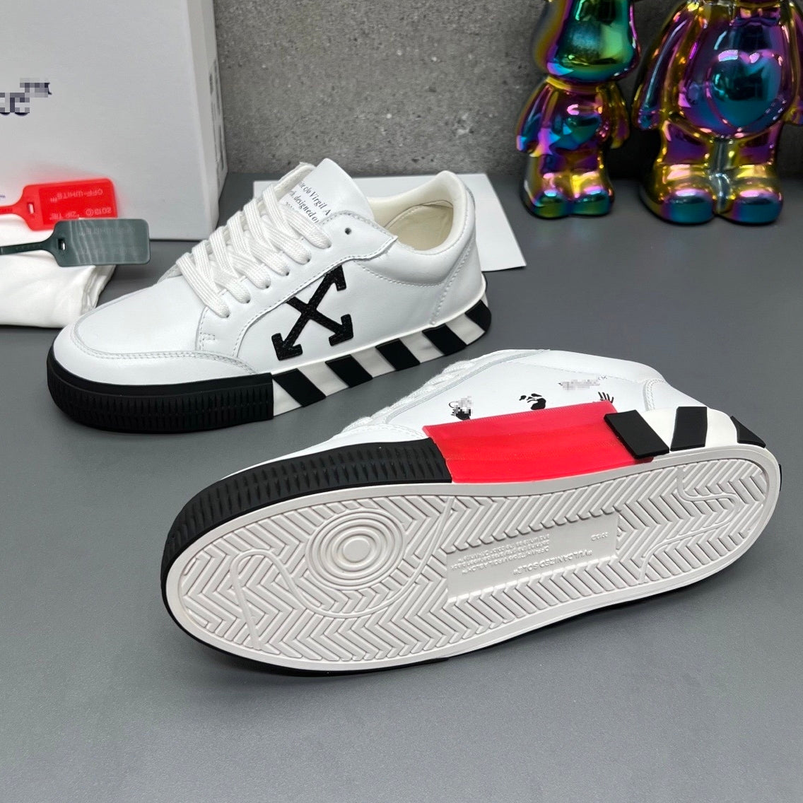 OFF-Whlte Genuine Leather Sneakers#66 4-Bar