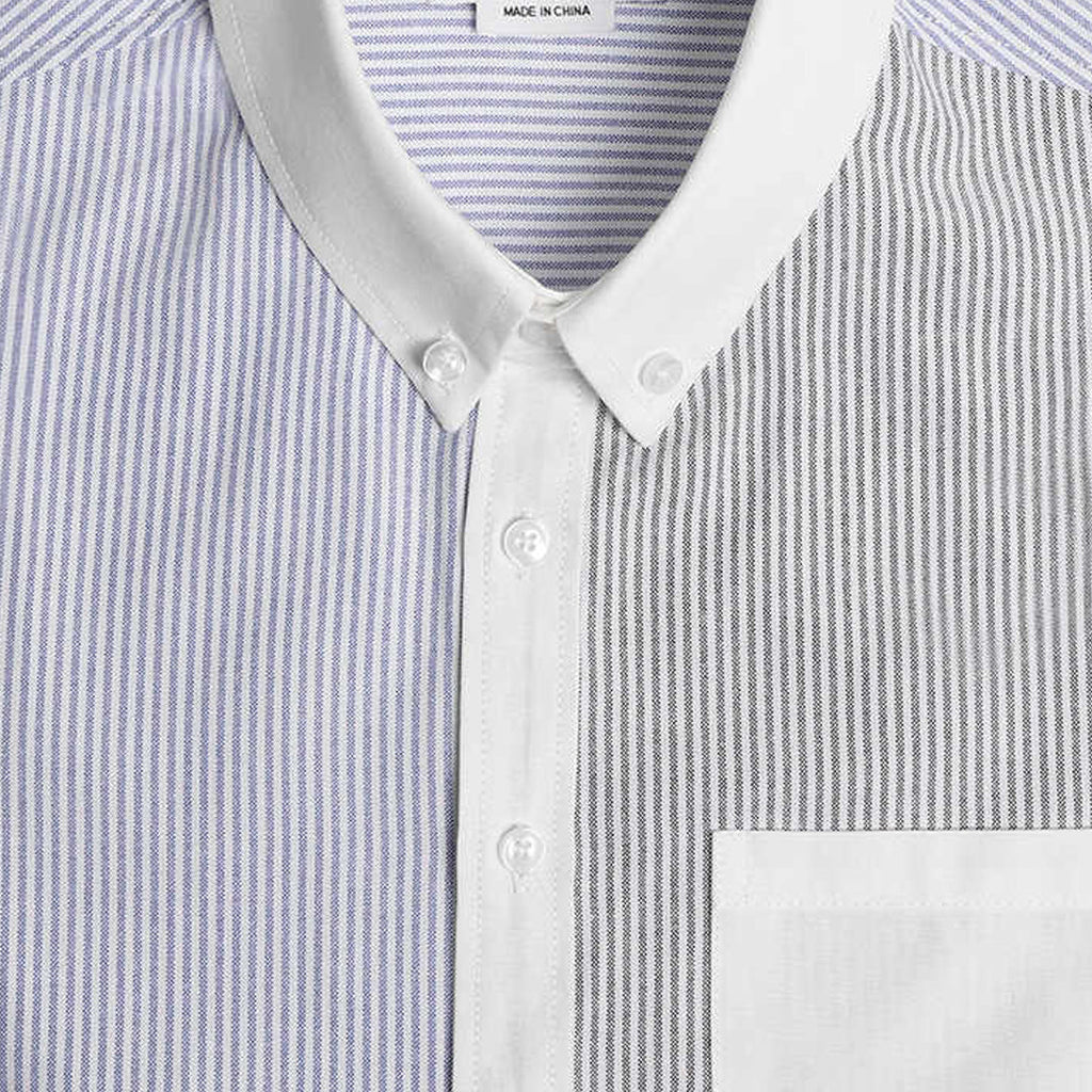 Men's Blue striped shirt by Thom Browne, shirt detail view