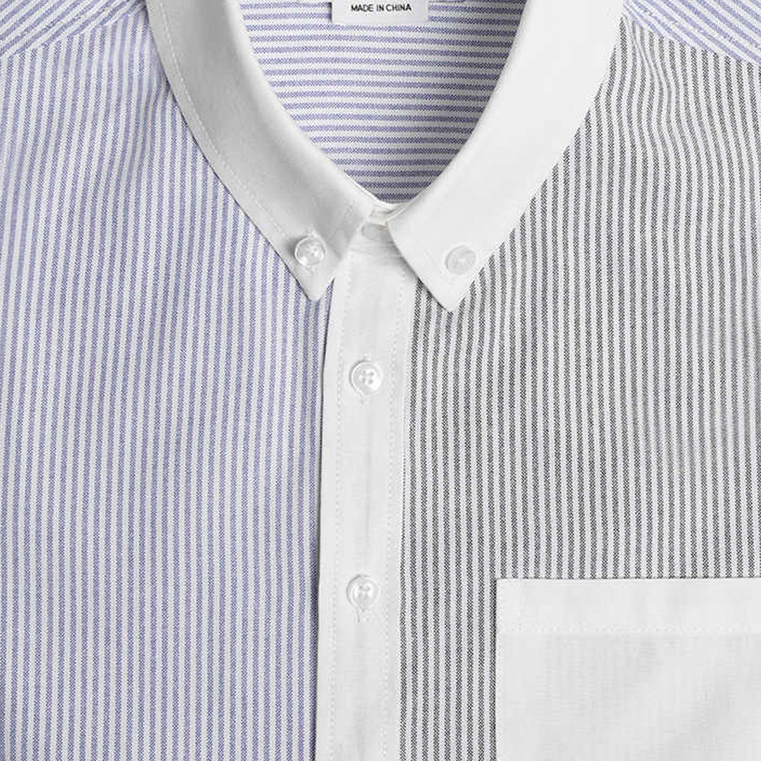 Men's Blue striped shirt by Thom Browne, shirt detail view